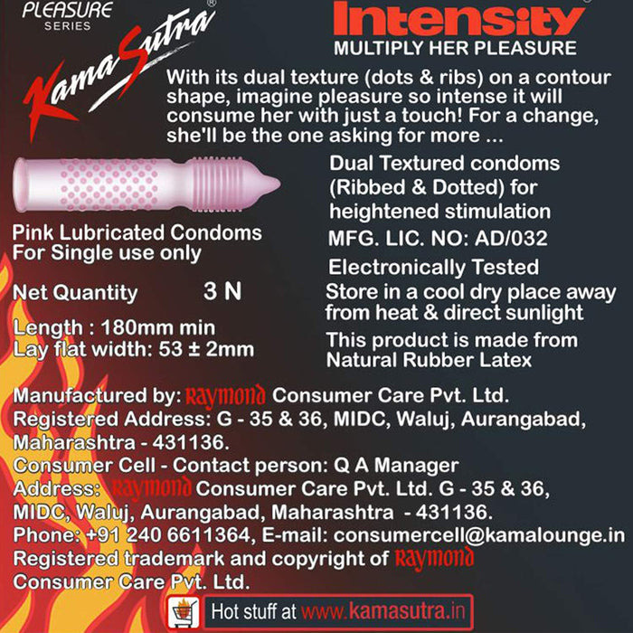 KamaSutra Intensity Condoms - Pack of 3, Condoms