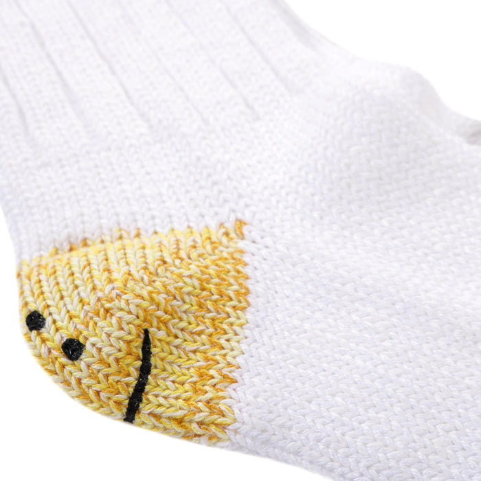 KAPITAL 56 YARNS 3X1 RIB RAINBOWY HAPPY HEEL SOCKS WHITE