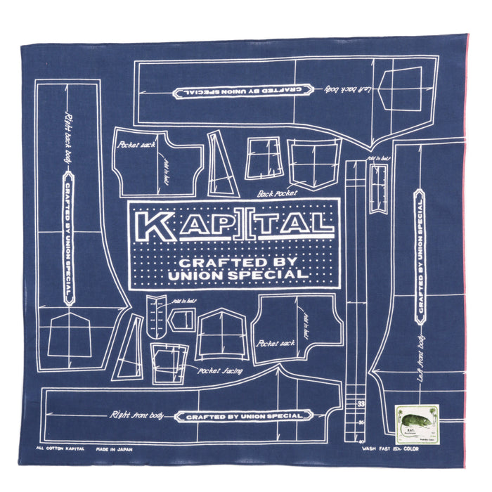 KAPITAL FASTCOLOR SELVEDGE BANDANA BARBIE PATTERN NAVY