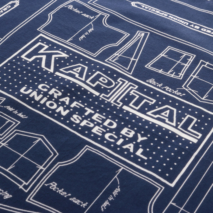 KAPITAL FASTCOLOR SELVEDGE BANDANA BARBIE PATTERN NAVY