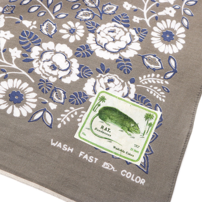 KAPITAL FASTCOLOR SELVEDGE BANDANA CHURCHILL GARDEN 30X30 KHAKI