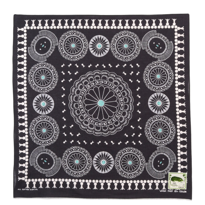 KAPITAL FASTCOLOR SELVEDGE BANDANA CONCHO BLACK