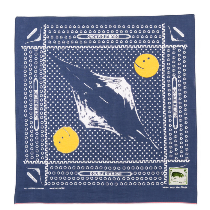 KAPITAL FASTCOLOR SELVEDGE BANDANA MIRRORED FUJI PROFILE RAINBOWY NAVY