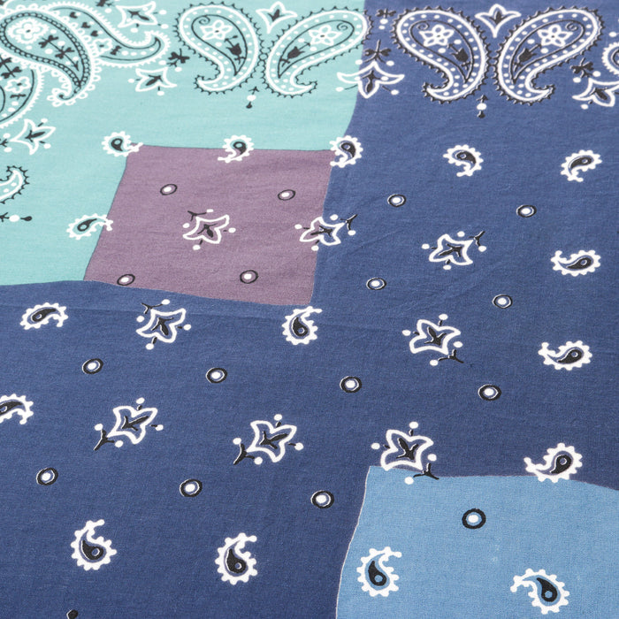 KAPITAL FASTCOLOR SELVEDGE BANDANA PAISLEY PATCHWORK NAVY