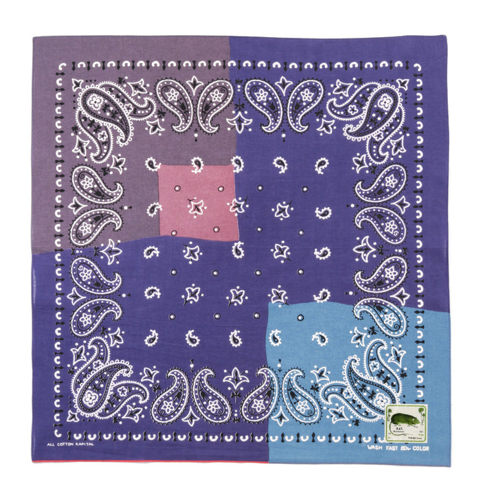 KAPITAL FASTCOLOR SELVEDGE BANDANA PAISLEY PATCHWORK PURPLE