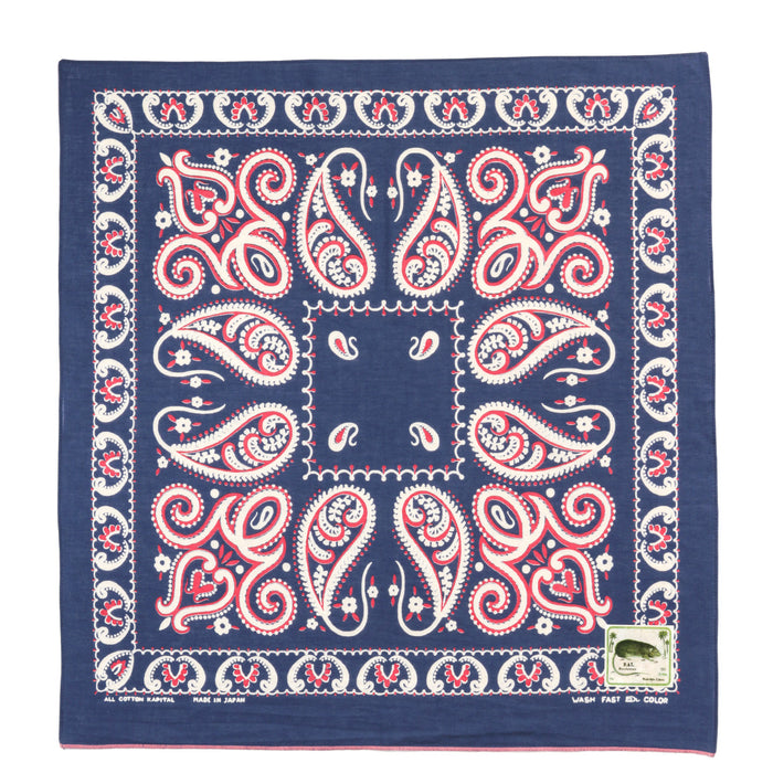 KAPITAL FASTCOLOR SELVEDGE BANDANA SAMBO PAISELY NAVY