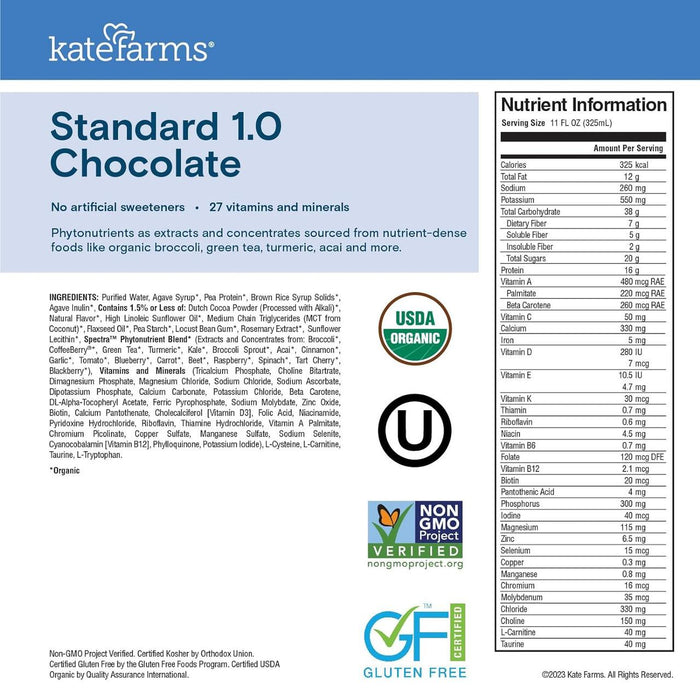 Kate Farms Standard Formula 1.0, Chocolate - 851823006690-Single - LL Medico