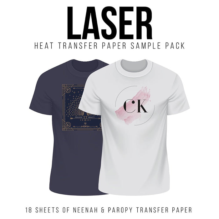 Laser Heat Transfer Paper Sample Pack - 8.5" x 11" - 18 Sheets - HeatPressNation