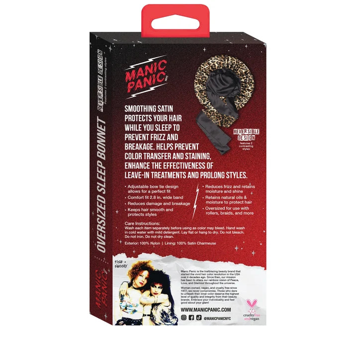 Manic Panic oversized sleep bonnet packaging on a white background