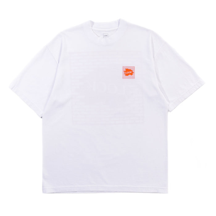 LQQK STUDIO BRICK LOGO TEE WHITE / ORANGE