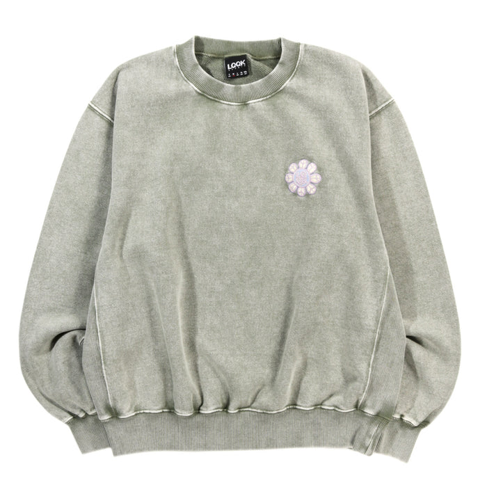 LQQK STUDIO FLOWER POWER CREW NECK SAGE GREEN
