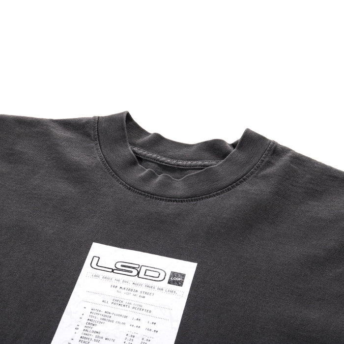 LQQK STUDIO PARTY RECEIPT TEE WASHED BLACK