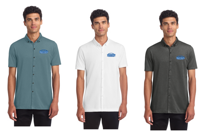 Mannion Middle School Stretch Pique Full-Button Polo