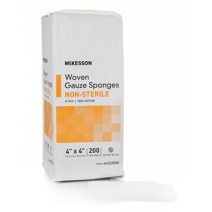 McKesson Gauze Sponge, 12 - Ply, 4x4 Inch Square, Non - Sterile - 44122000-Pack - LL Medico
