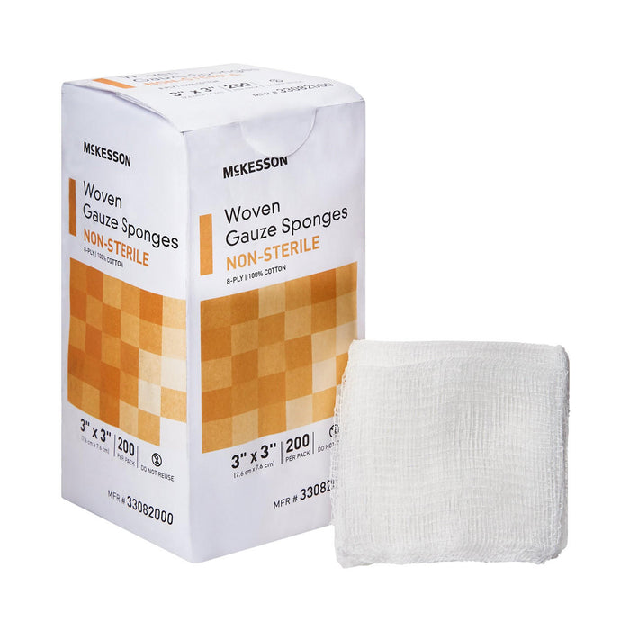 McKesson Gauze Sponge, 8 - Ply, 3x3 Inch Square, Non - Sterile - 33082000-Pack - LL Medico