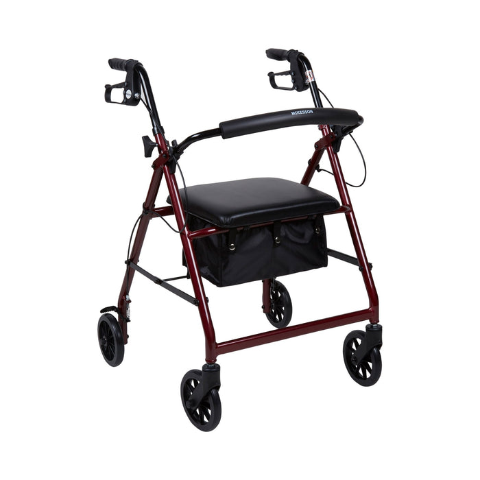 McKesson Lightweight 4 Wheel Rollator Walker, Red - 146-R726RD - LL Medico