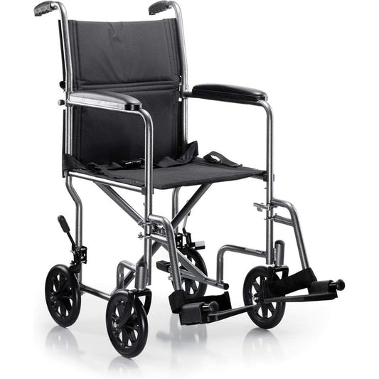 McKesson Lightweight Steel Transport Chair, Silver Vein Finish - 146-TR39E-SV - LL Medico
