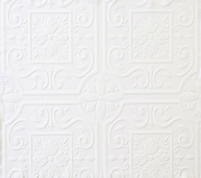 Medium Ceiling Tile Raised White Textured Paintable Wallpaper - all4wallswall-paper
