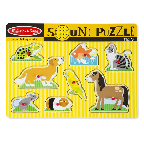 Melissa and Doug Sound Puzzle Pets Ages 2+ Item # 730 Dog horse cat fish and more