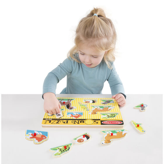 Melissa and Doug Sound Puzzle Pets Ages 2+ Item # 730 Dog horse cat fish and more
