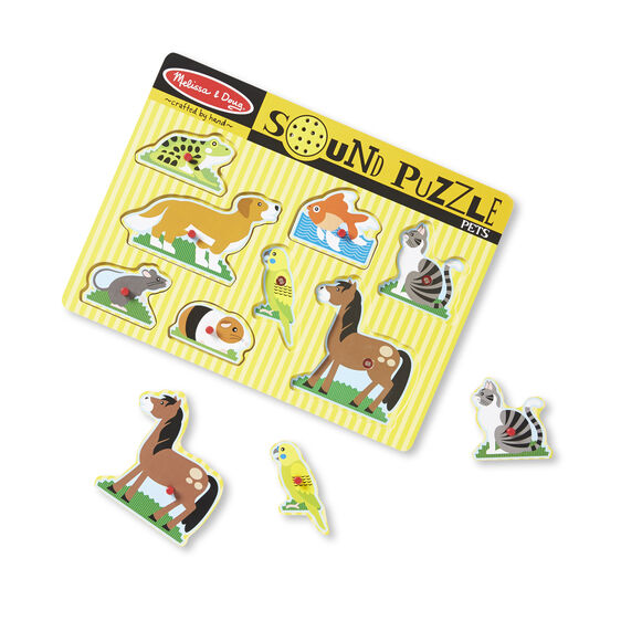 Melissa and Doug Sound Puzzle Pets Ages 2+ Item # 730 Dog horse cat fish and more