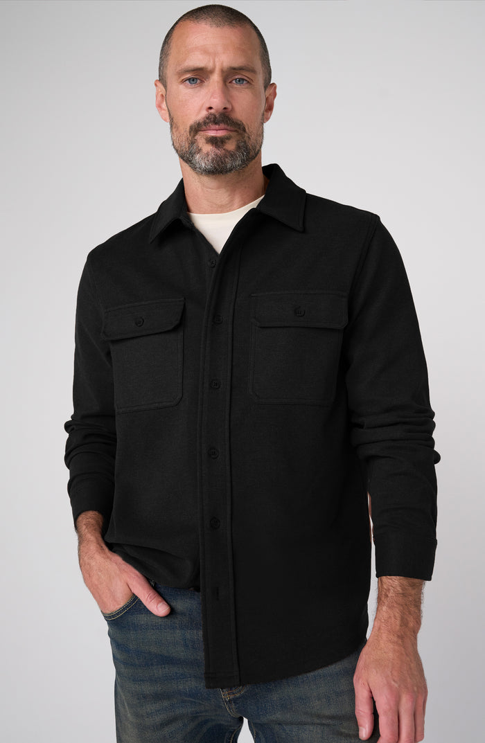 Men's Knit L/S Button Up Shirt w/ Flap Pockets