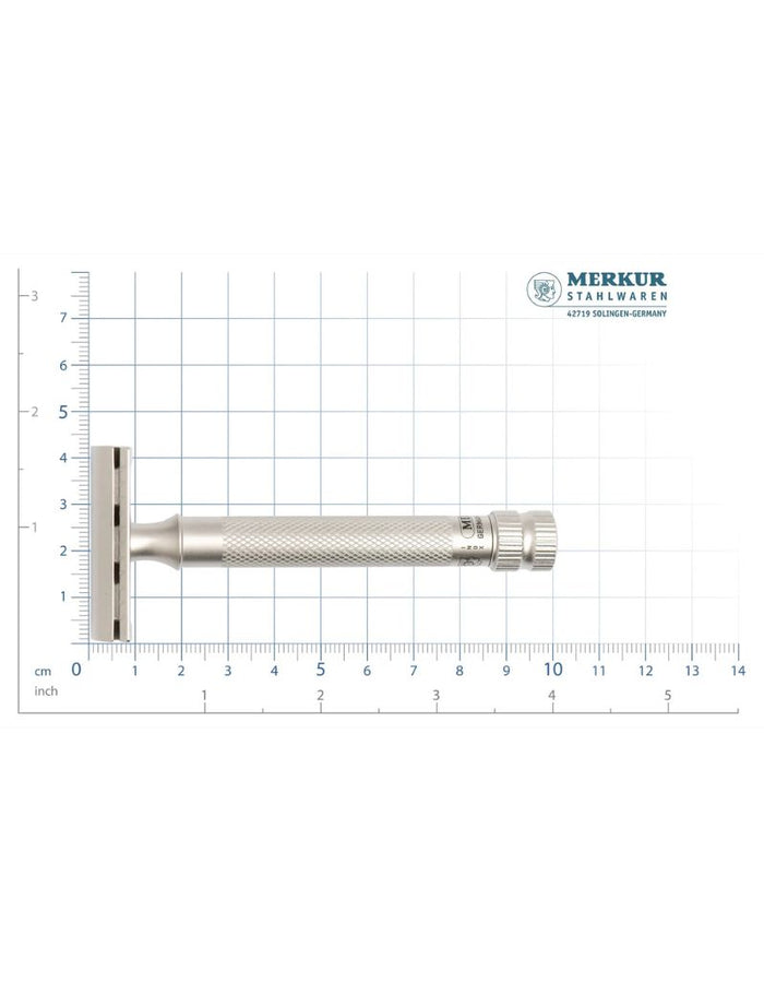 Merkur 34 INOX XL satin safety razor dimensions: length 10cm