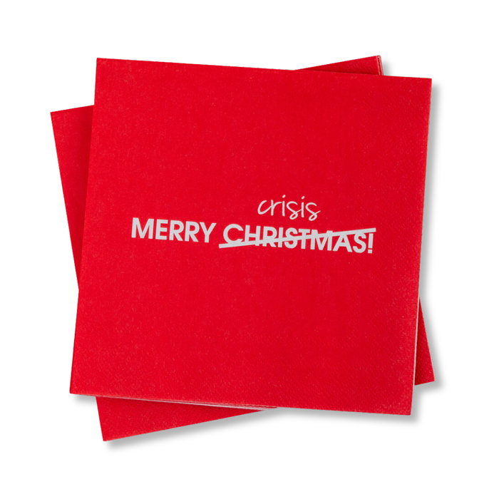 Merry Crisis - Funny Holiday Cocktail Napkins