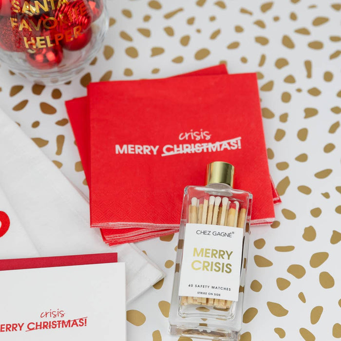 Merry Crisis - Funny Holiday Cocktail Napkins