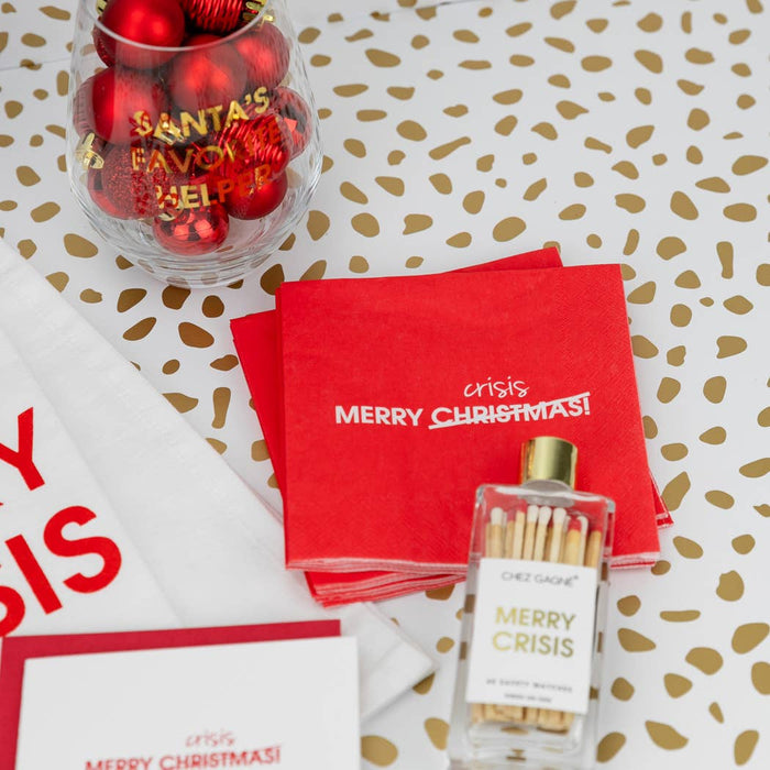 Merry Crisis - Funny Holiday Cocktail Napkins