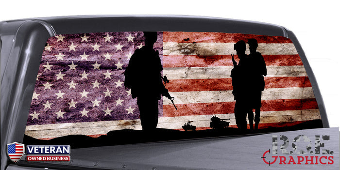 Army Flag rear window perforated decal