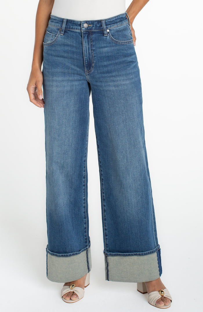 Morgan Cuffed Crop Wide Leg w/ Trim 30" Inseam