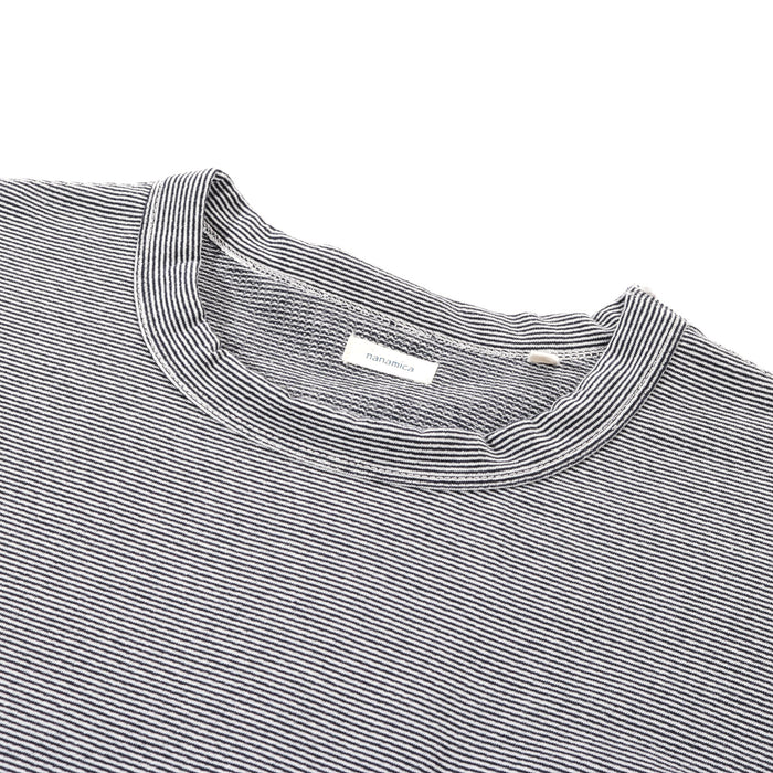 NANAMICA MICRO STRIPE POCKET TEE NAVY X WHITE