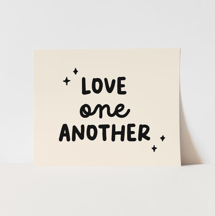{Natural & Black} Love One Another Art Print