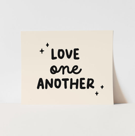 {Natural & Black} Love One Another Art Print