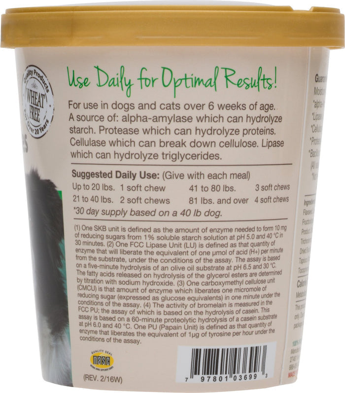 NaturVet Digestive Enzymes Plus Probiotic Soft Chews for Dogs