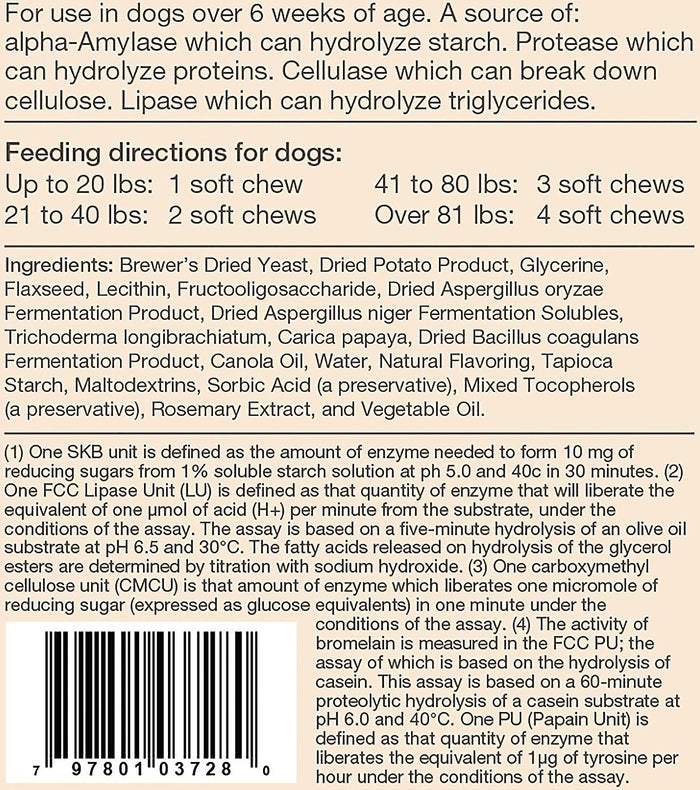 NaturVet Digestive Enzymes Plus Probiotic Soft Chews for Dogs
