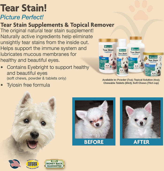NaturVet Tear Stain Plus Lutien Supplement