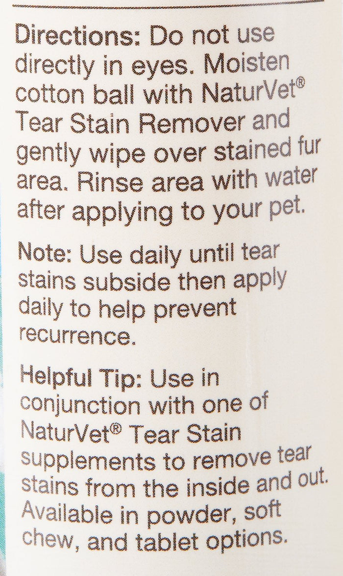 NaturVet Tear Stain Remover Dog & Cat Liquid Topical Formula