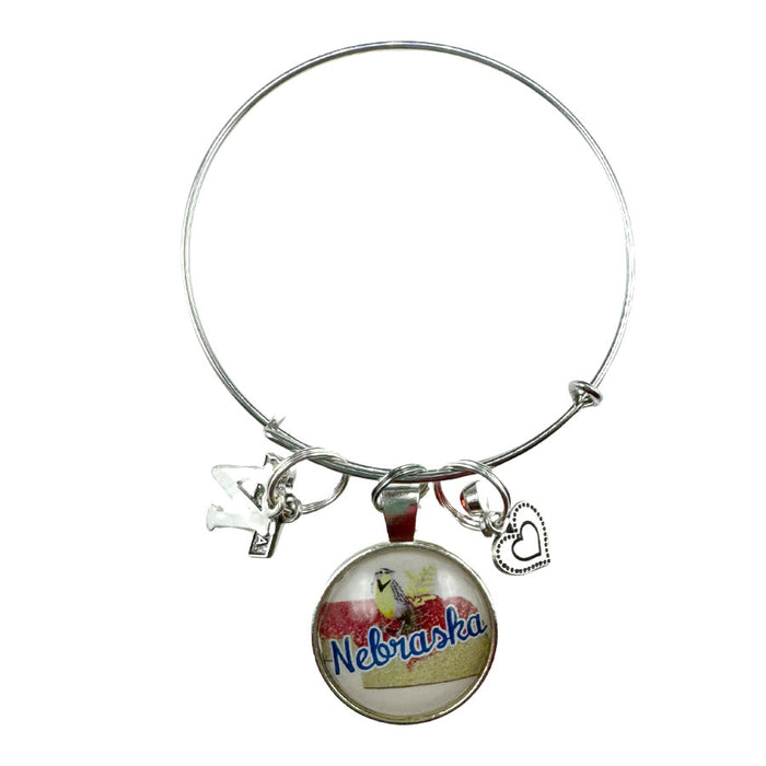 Nebraska Wire Bangle Bracelet | Multiple Charm Options | One Size Fits Most | Create