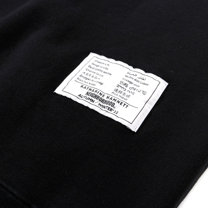 NEIGHBORHOOD KATHARINE HAMNETT LOGO CREW SWEATSHIRT BLACK