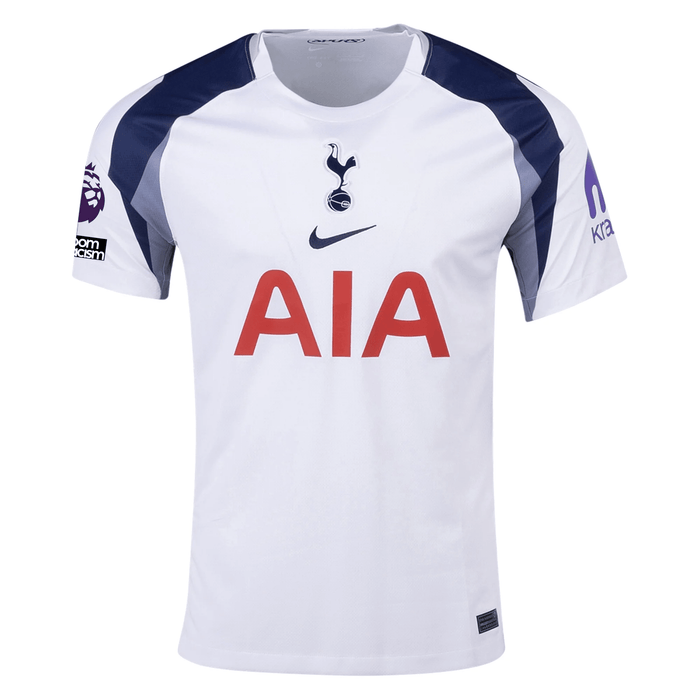 Nike Van de ven Tottenham Hotspurs Home Jersey w/ EPL + No Room For Racism Patch 25/26 (White/Iron/Binary Blue) | SoccerWearhouse