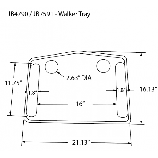 North American Health + Wellness Walker Tray - JB4790GRA - LL Medico