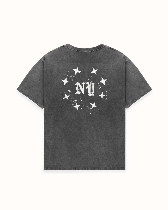 NY Paint Splatter Washed Grey T-Shirt