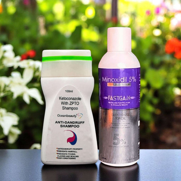 Oceanbeauty Anti - dandruff Shampoo & Fastgain Minoxidil 5% Topical Solution - Cosmosentials