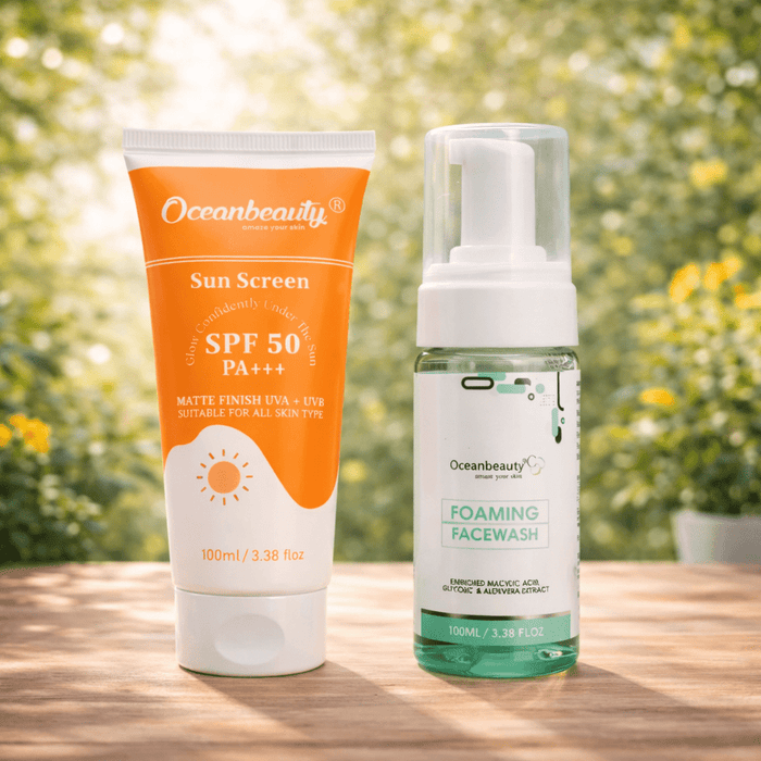 Oceanbeauty Sunscreen SPF 50 PA+++ & Oceanbeauty Foaming Facewash - Cosmosentials