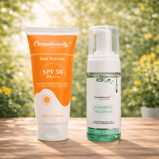 Oceanbeauty Sunscreen SPF 50 PA+++ & Oceanbeauty Foaming Facewash - Cosmosentials
