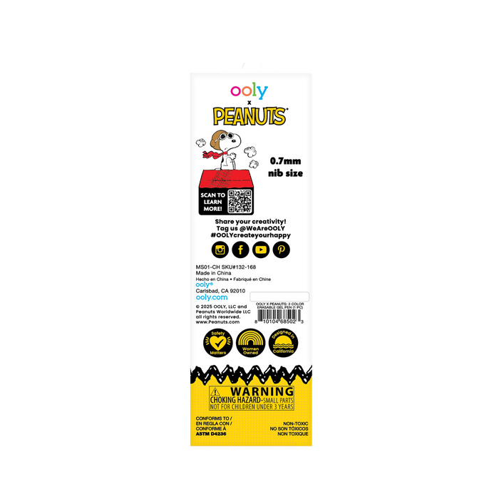 OOLY - OOLY x Peanuts - 3 Color Erasable Gel Pen