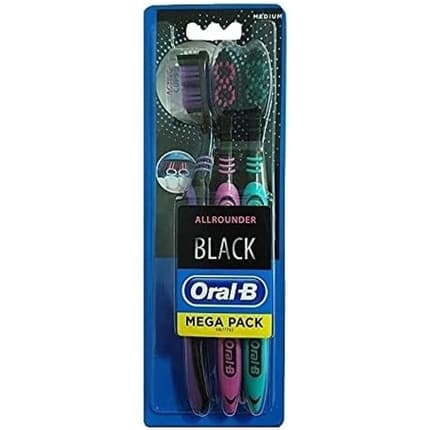 Oral-B Allrounder Black Medium Manual Toothbrushes 3 Count