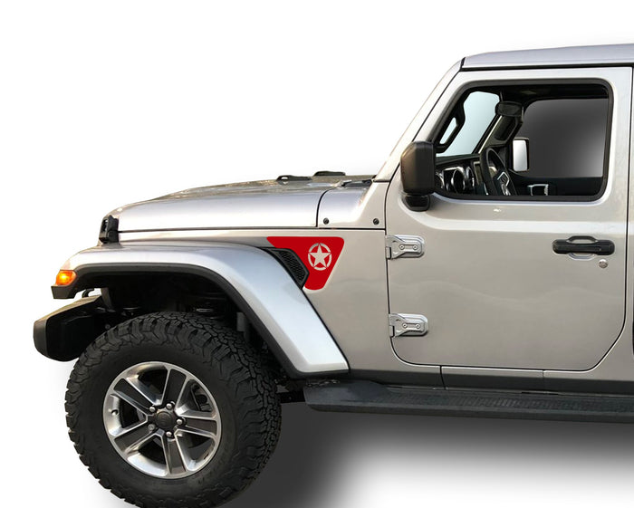 Oscar Mike Star Fender Vent Inlays Fits: 2018 & up Jeep Wrangler JL JT Sport